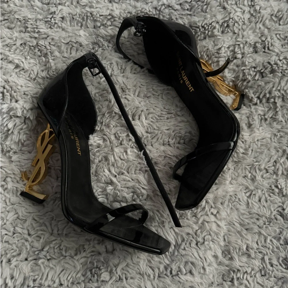 Saint Laurent black heels with YSL logo heel - Picture 2 of 6